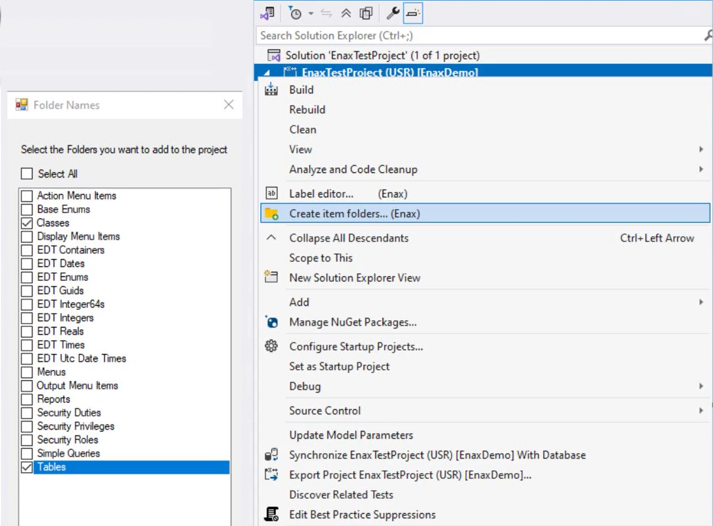 Creating required EnaxLabel Pro folder structure from Visual Studio project context menu